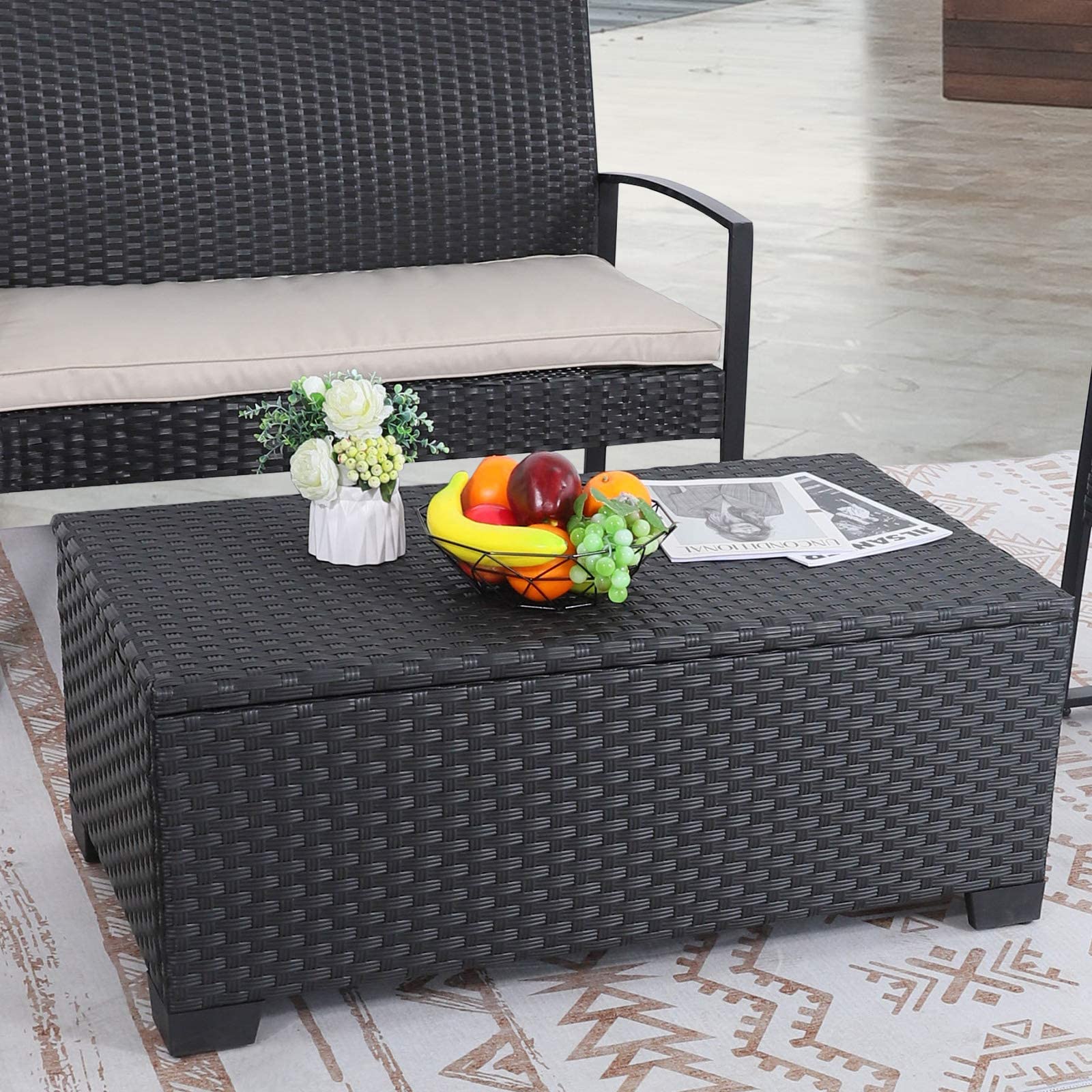 Wicker Coffee Table with Storage Function