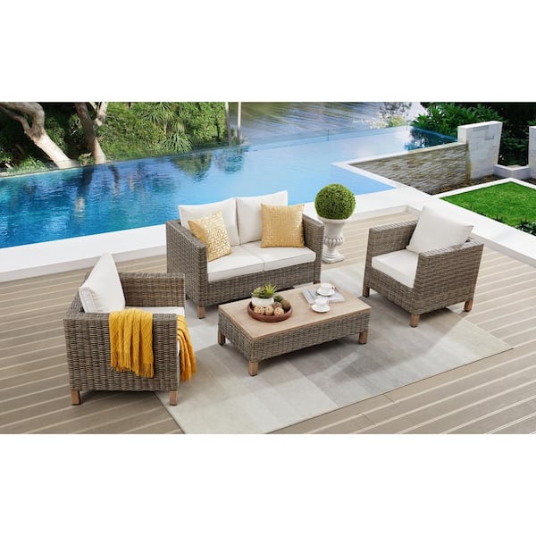 4 Piece Wicker Conversation Set